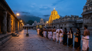 Ashtadala Pada Padmaradhana Seva devotees queuing before dawn at Tirumala temple