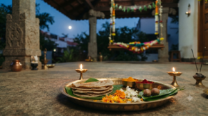 Atla Taddi 2026 Gowri pooja with atlu, deepam and moonrise