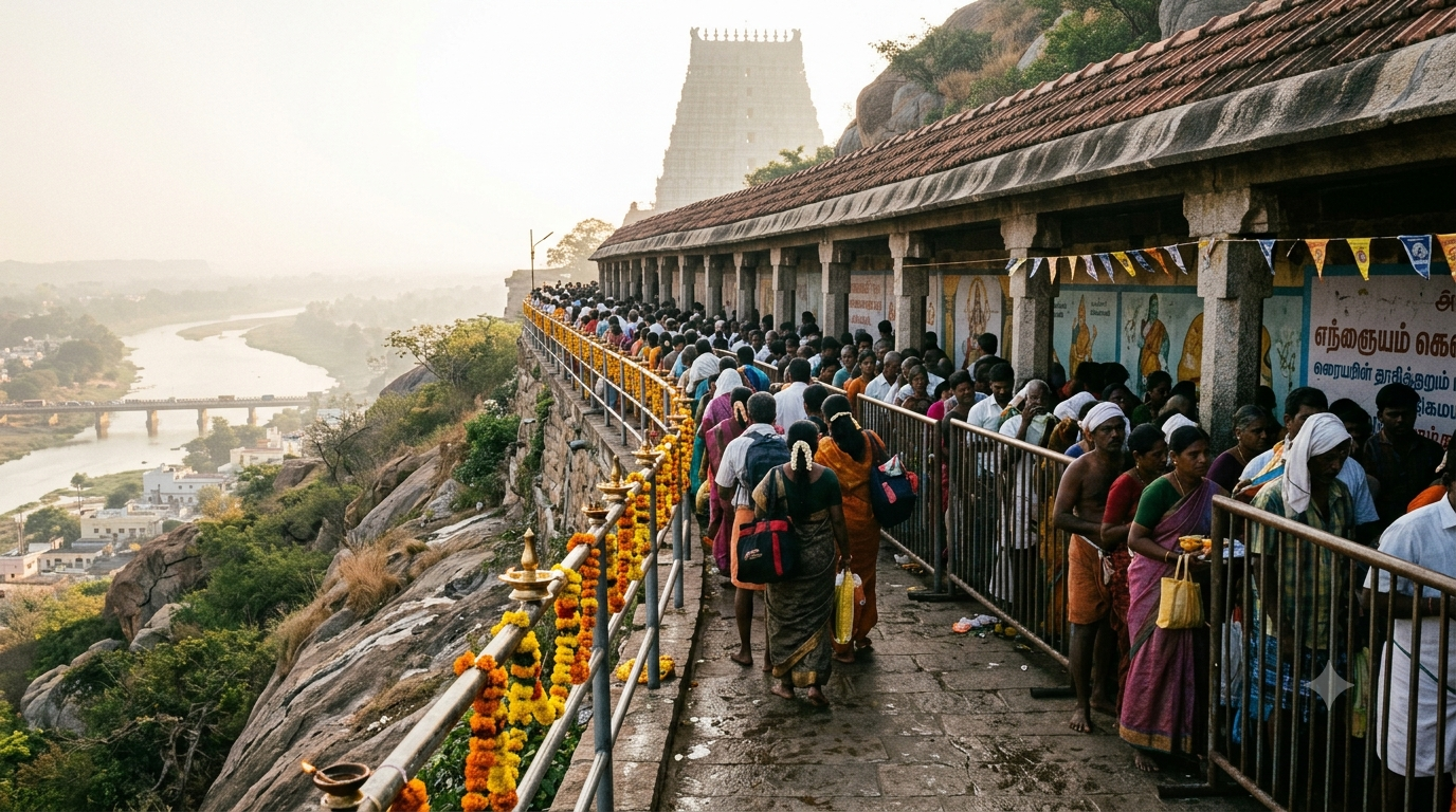 Kanaka Durga Temple Navaratri 2026 darshan queue at Indrakeeladri, Vijayawada