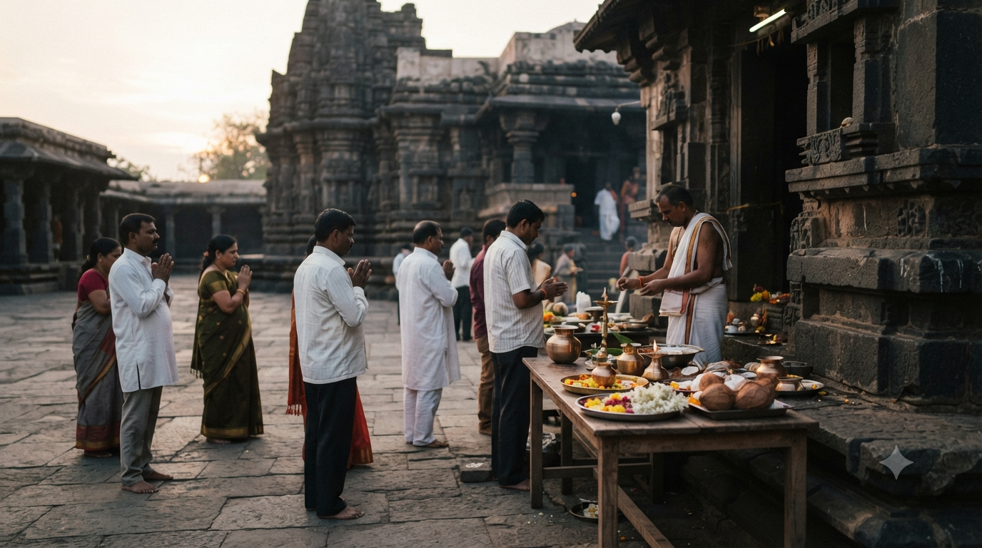 Kolhapur Mahalakshmi Temple Abhishekam devotees arriving for morning pooja