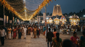 Mangalore Dasara 2026 festive lights and procession crowd at Kudroli Temple