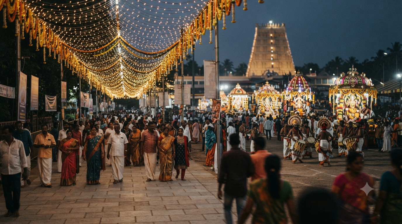 Mangalore Dasara 2026 festive lights and procession crowd at Kudroli Temple
