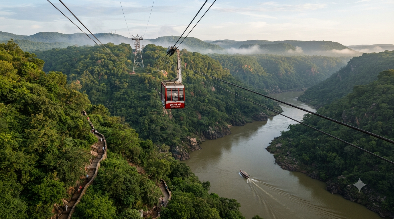 Must visit places in Srisailam - ropeway cabin over Krishna river gorge in the Nallamala hills