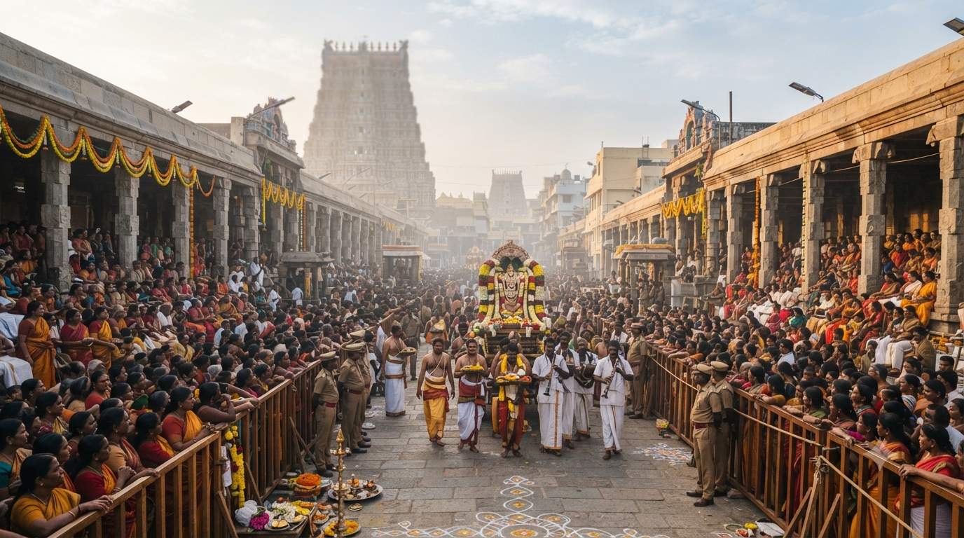 Tirumala Ratha Saptami 2027 vahana procession along the Mada Streets at dawn