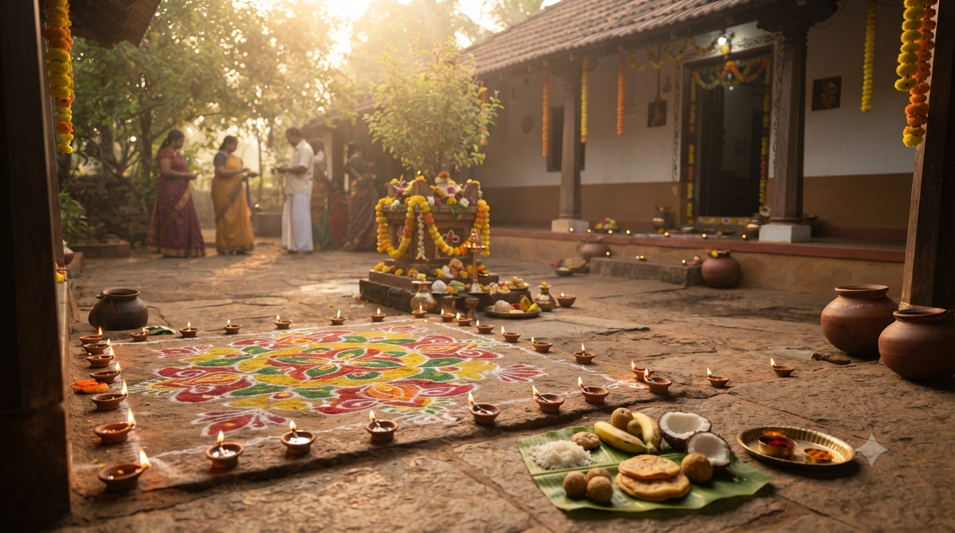 Deepavali Balipadyami 2026 Karnataka morning puja with lamps and rangoli