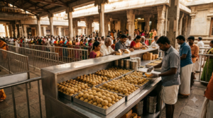 Kalyanotsavam laddu at Tirumala prasadam counter