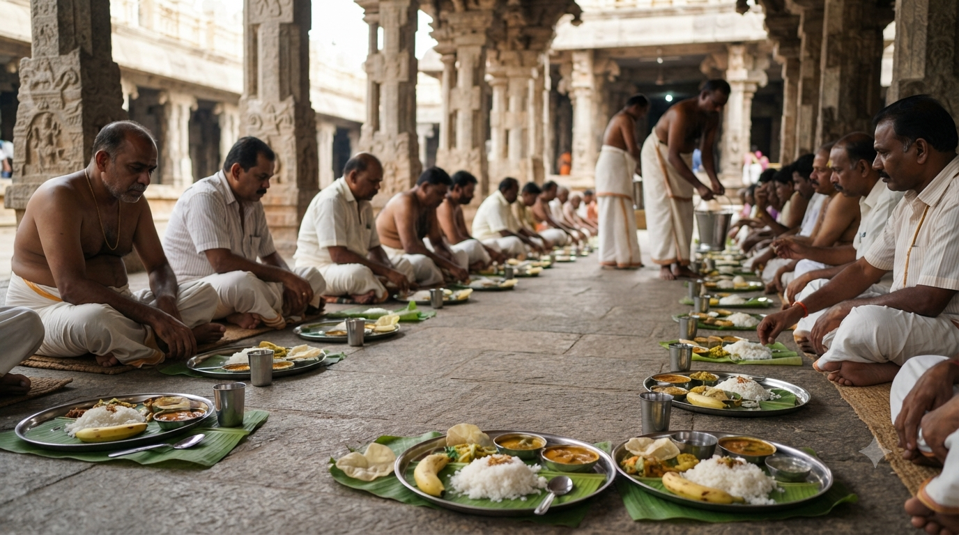 Madurai Meenakshi annadhanam free meal service illustration