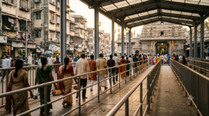 Mumbai Siddhivinayak temple timings illustrated by a darshan queue near the temple entrance