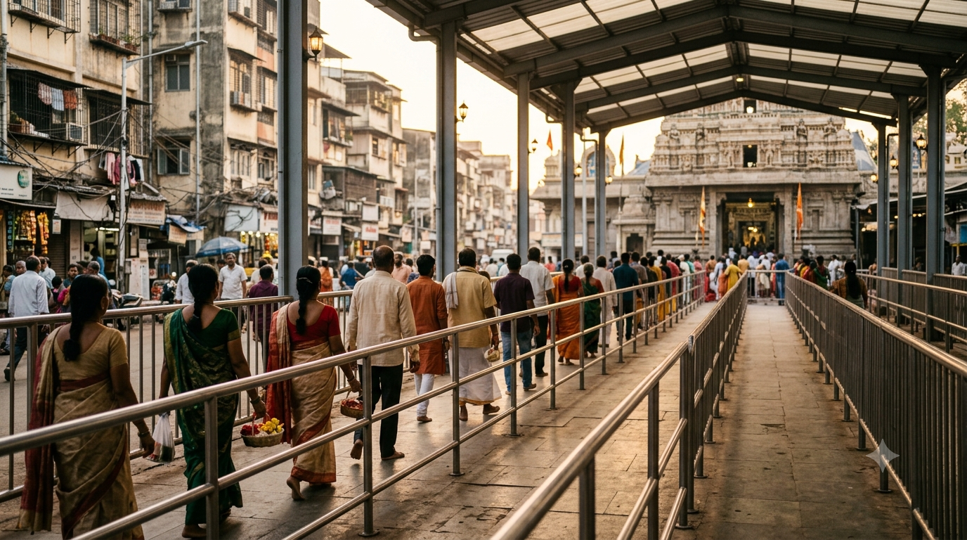 Mumbai Siddhivinayak temple timings illustrated by a darshan queue near the temple entrance