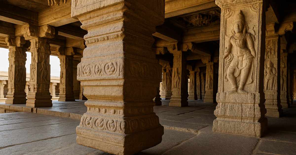 Hanging Pillar inside Lepakshi Temple in Andhra Pradesh