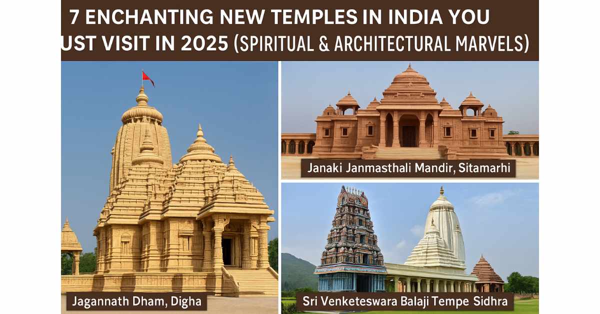 new temples India 2025 New Temples in India 2025 showcasing Jagannath Dham Digha, Janaki Janmasthali Mandir, and Sri Venkateswara Balaji Sidhra