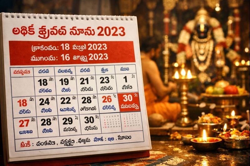 Adhika Masam 2023 Telugu calendar with dates and panchangam details