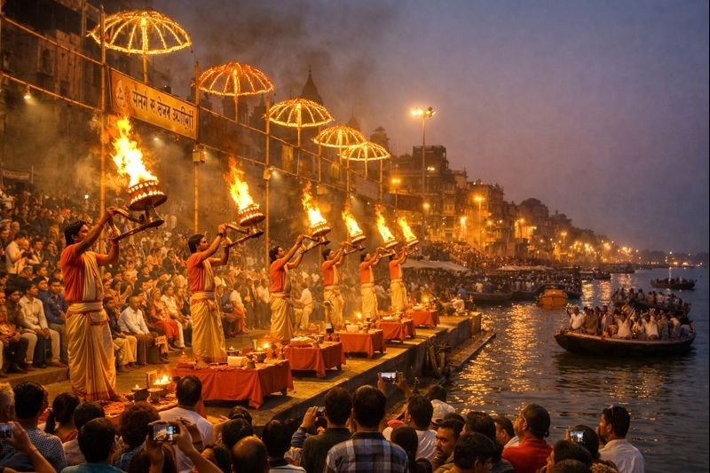 Kashi Ganga Aarti Timings – evening aarti with lamps at Dashashwamedh Ghat.