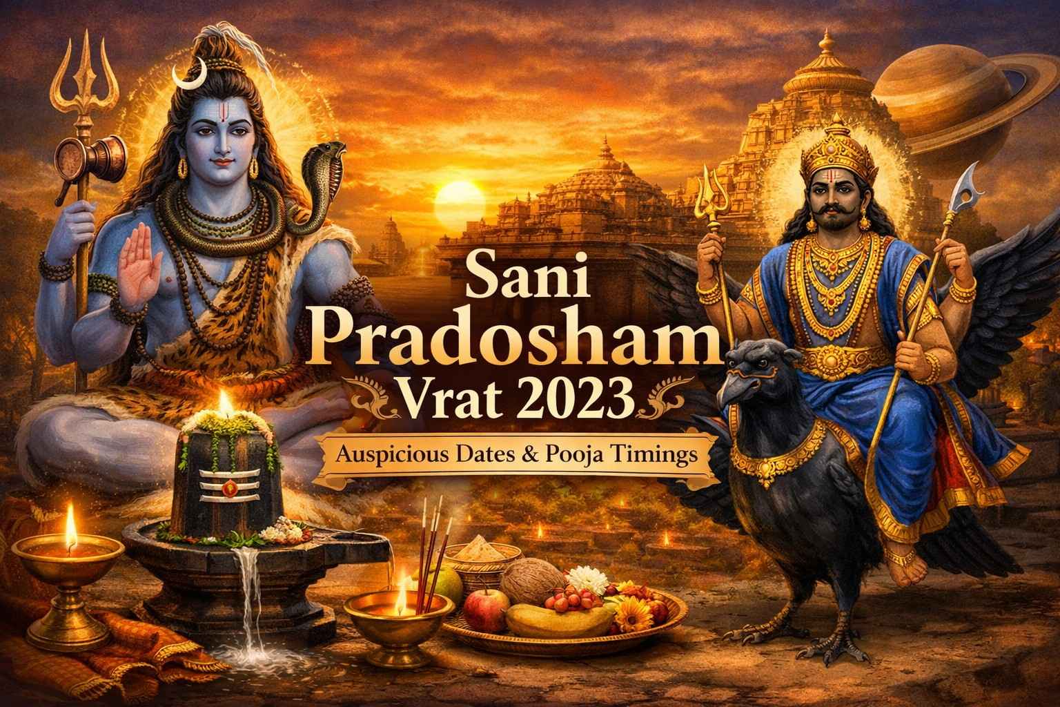 Sani Pradosham Vrat 2023 puja with Shiva Lingam and offerings