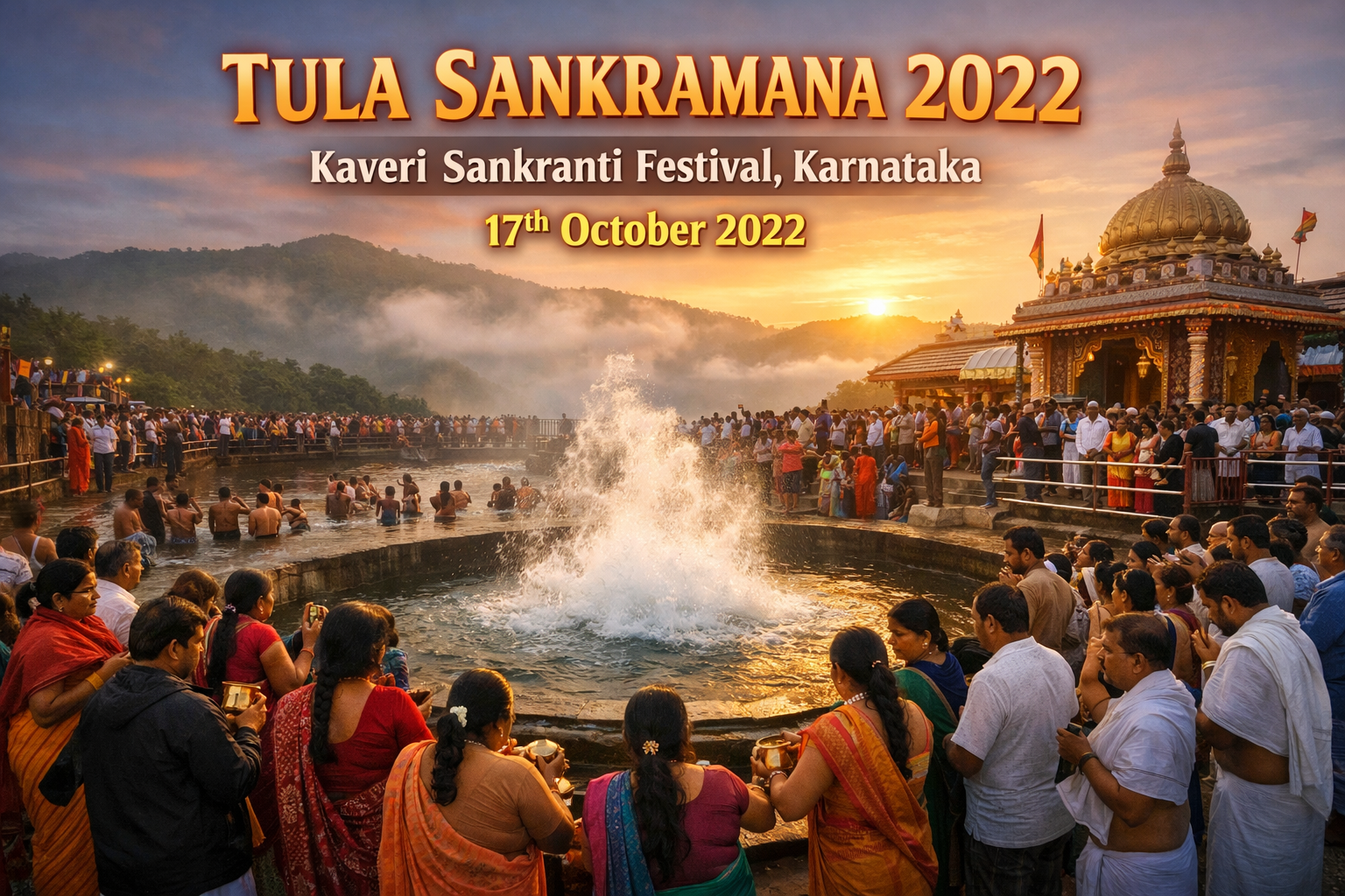 Tula Sankramana 2022 Date festival celebration at Talakaveri Kodagu Karnataka.