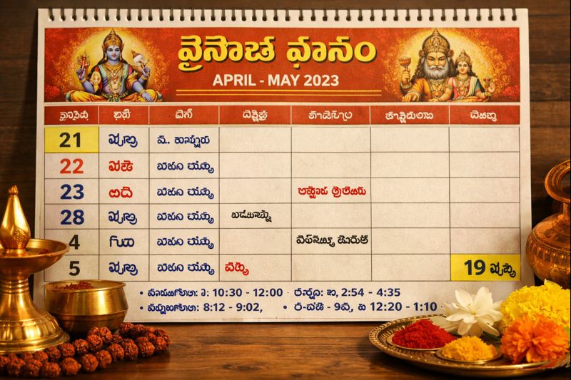 Vaisakha Masam 2023 Telugu calendar dates and panchangam
