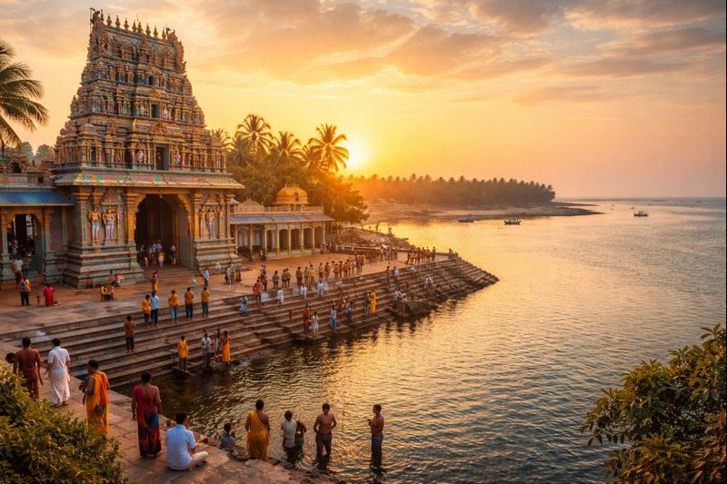 Antharvedi Narasimha Swamy Temple at riverside confluence