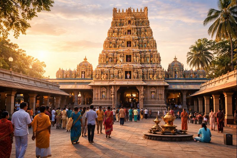 Kadiri Narasimha Swamy Temple pilgrimage entrance and courtyard.