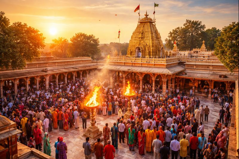 Salasar Balaji Temple Darshan timings at sunrise devotional scene