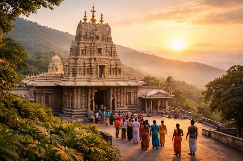 Simhachalam Narasimha Swamy Temple view with devotees