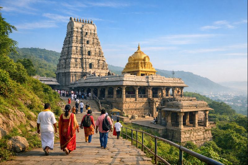 simhachalam temple open close timings today crowd status view