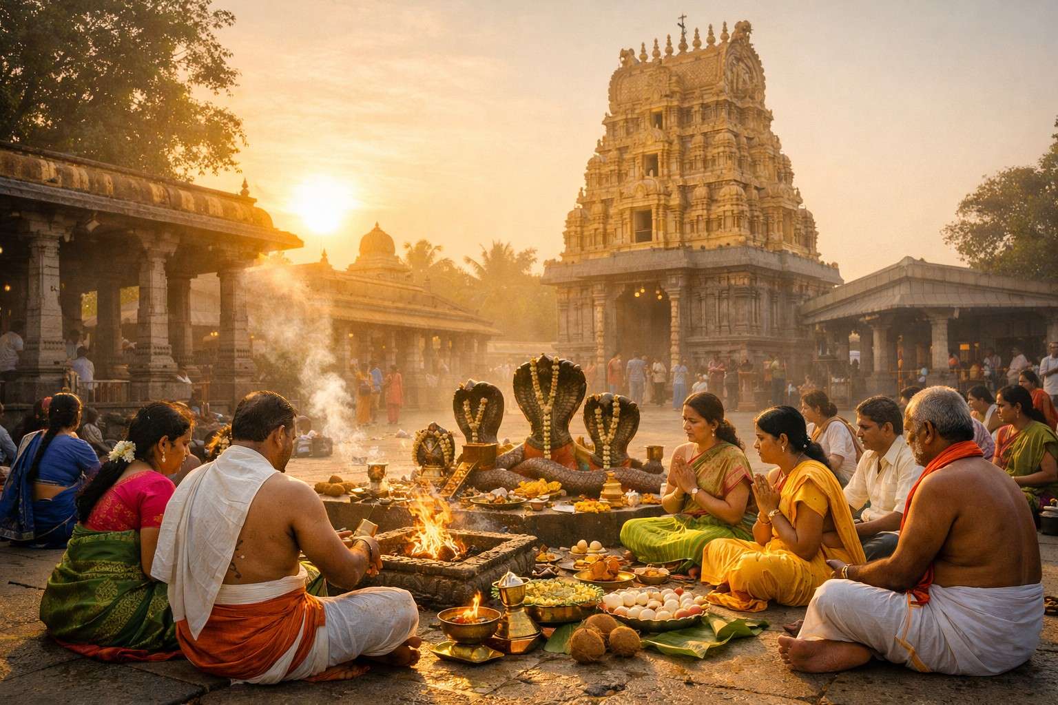 Mopidevi Temple Naga Dosha ritual at sunrise